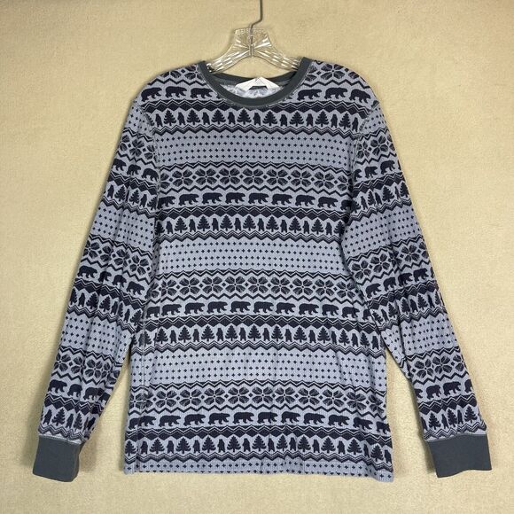 Chubbies Lounge Wear Sweater Mens Large Gray Knit Bear Christmas Winter Pullover - Picture 1 of 10